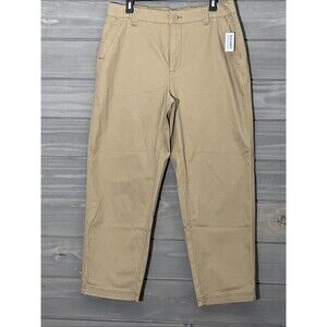 Old Navy High Rise OG Chino Khaki Pants Womens L NWT Elastic Waistband